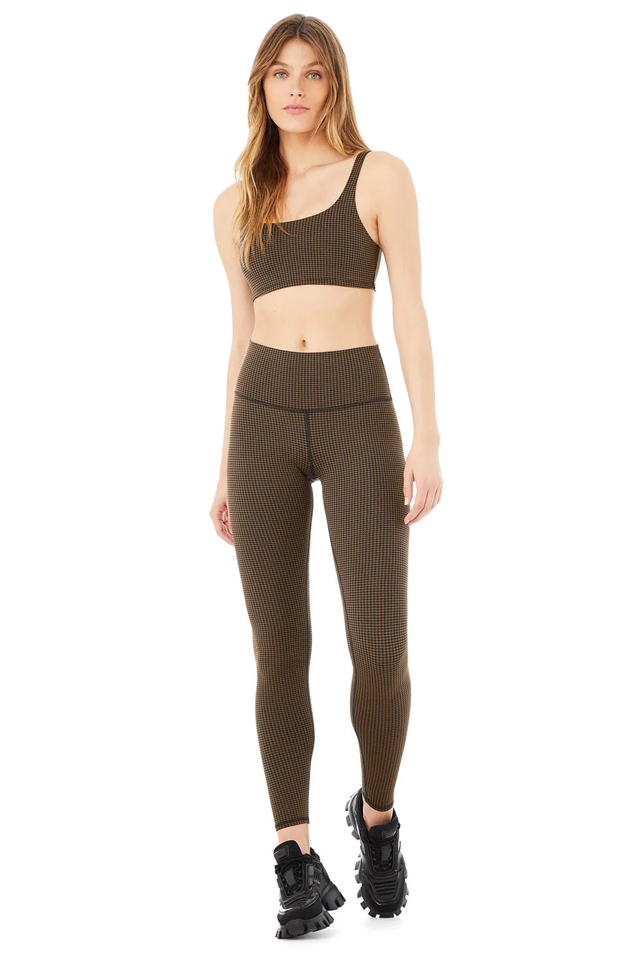 Micro Houndstooth Bra & High-Waist Legging Set