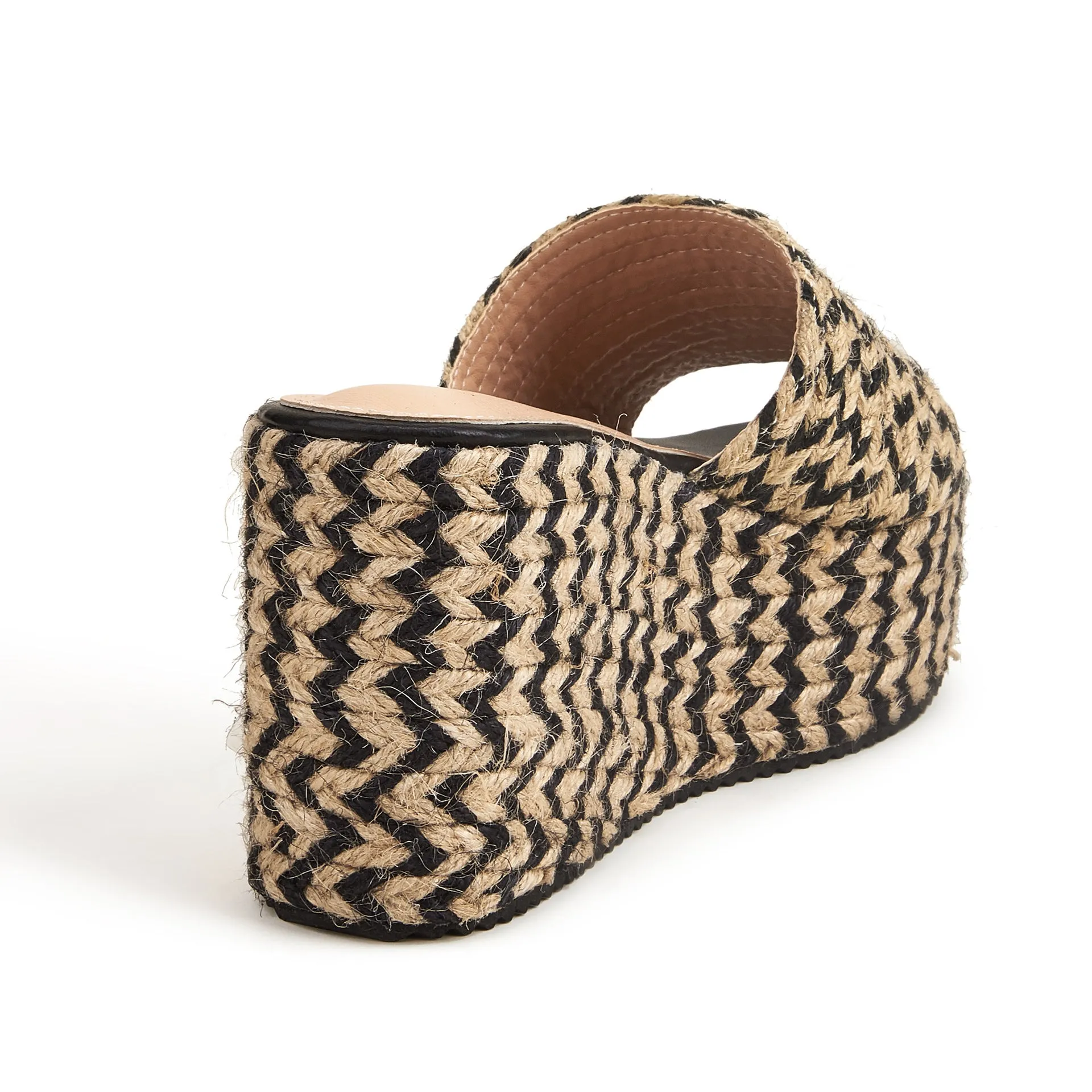 Pre Order:  Black Rattan Wedge Heel Sandals